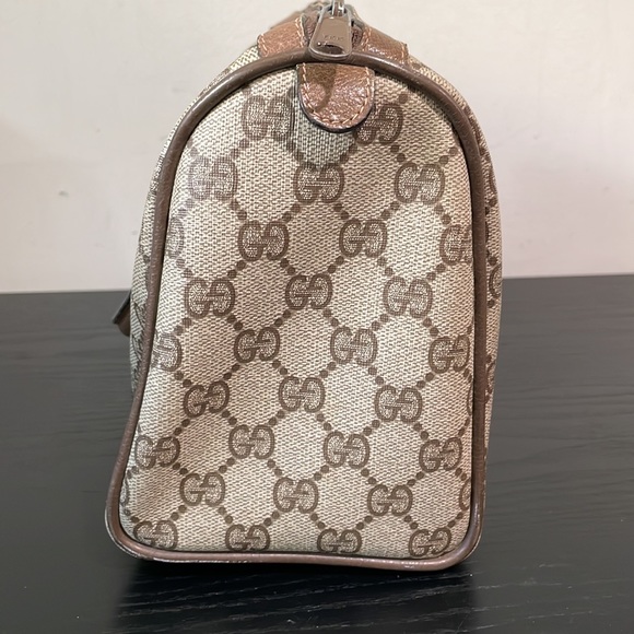 GUCCI Vintage Sherry Line GG Web PVC Canvas Leather Brown Boston Bag Handbag - Picture 12 of 17
